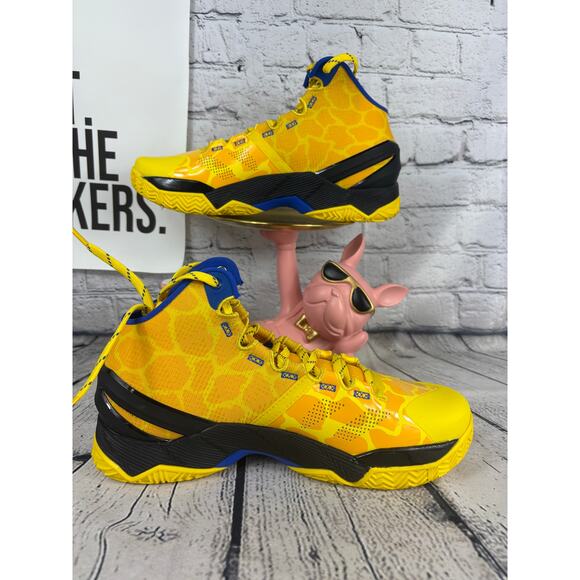 Under Armour Curry 2 Bang Bang Basketball Shoe Men 10.5 Yellow Blue Team USA NEW main image 3